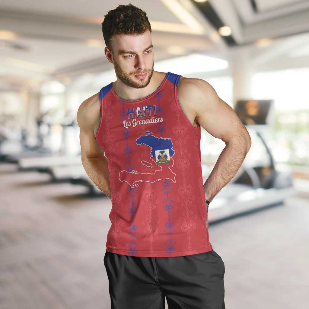 Custom Haiti Football Men Tank Top Les Grenadiers Veve Vodou Red - Wonder Print Shop