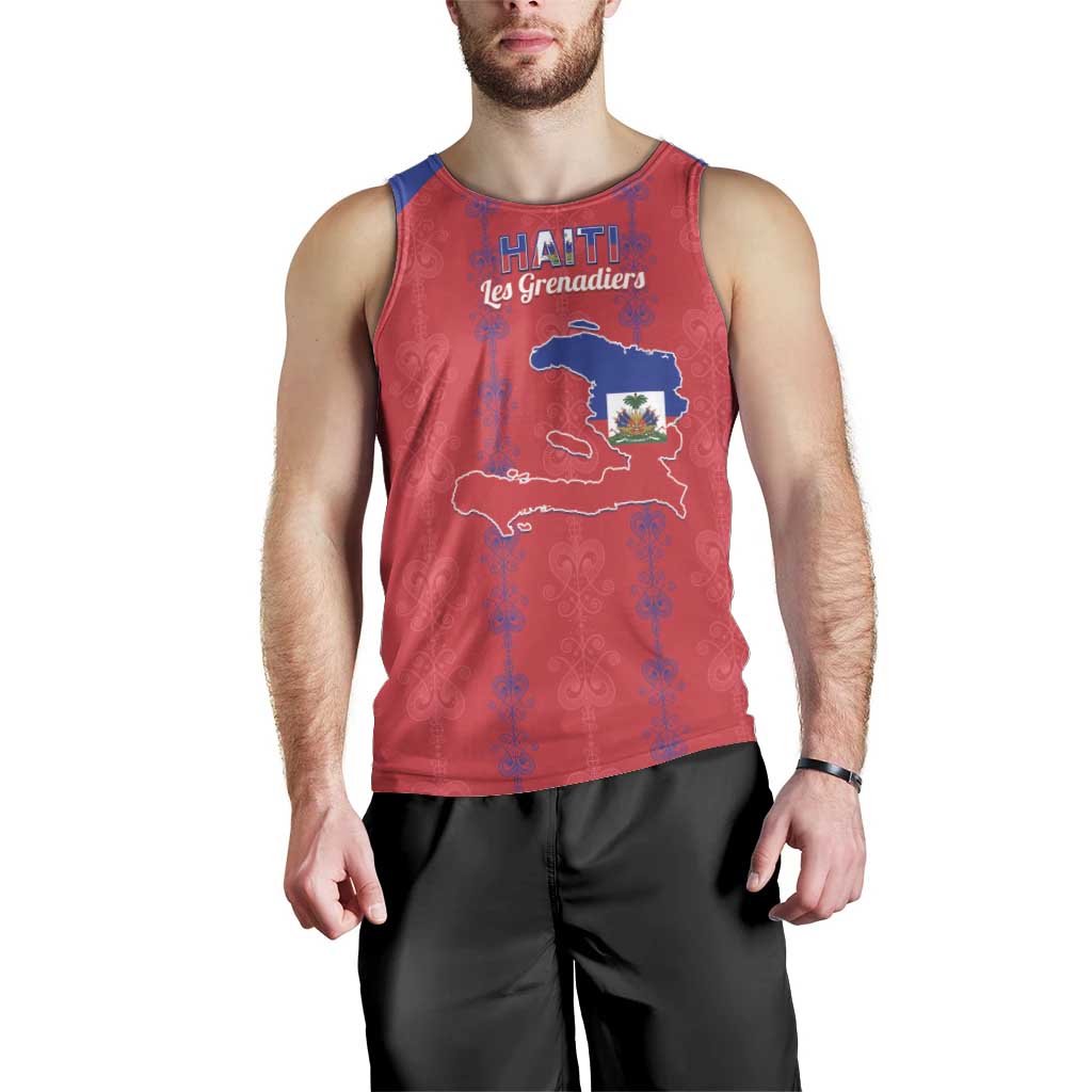 Custom Haiti Football Men Tank Top Les Grenadiers Veve Vodou Red - Wonder Print Shop