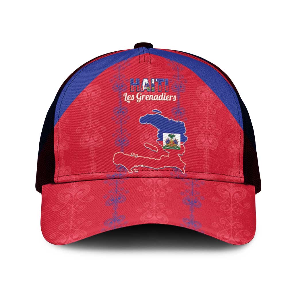 Haiti Football Mesh Trucker Cap Les Grenadiers Veve Vodou Red - Wonder Print Shop
