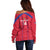 Custom Haiti Football Off Shoulder Sweater Les Grenadiers Veve Vodou Red - Wonder Print Shop