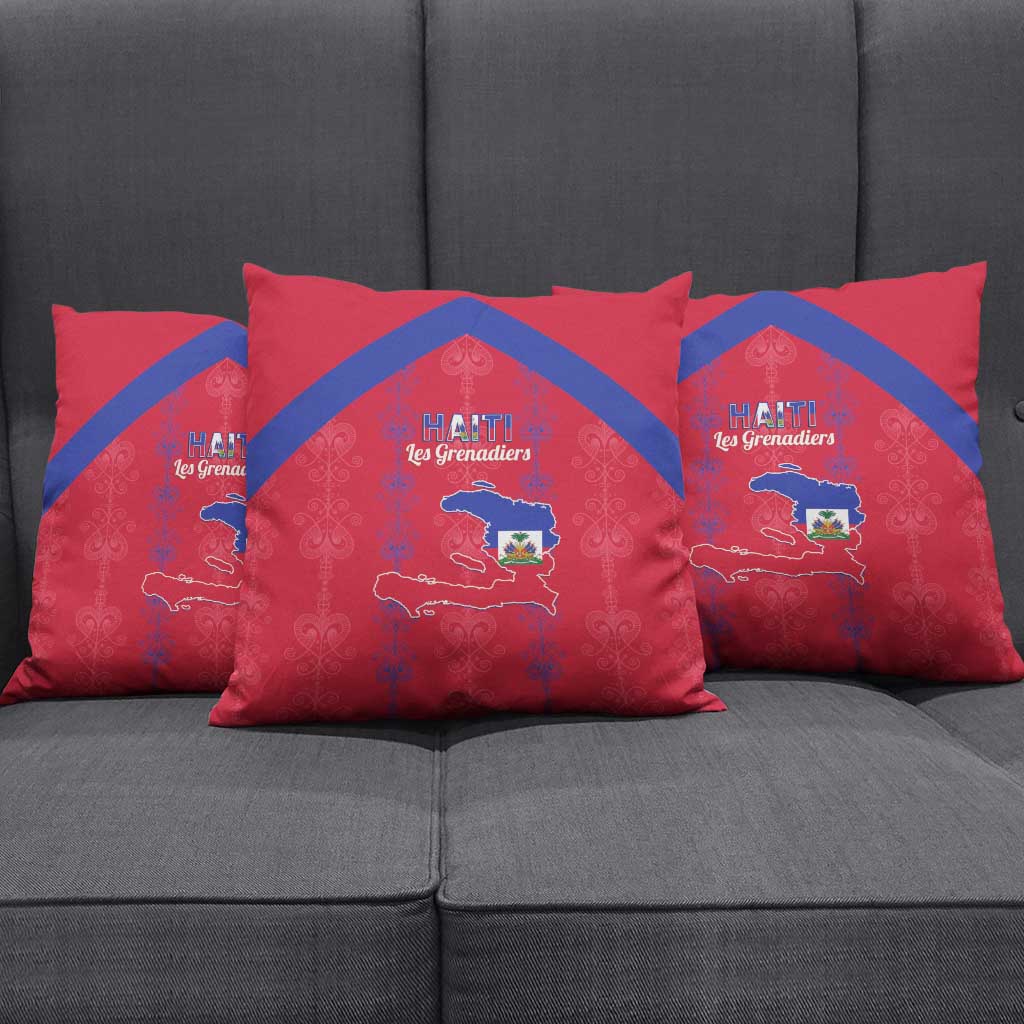 Haiti Football Pillow Cover Les Grenadiers Veve Vodou Red - Wonder Print Shop