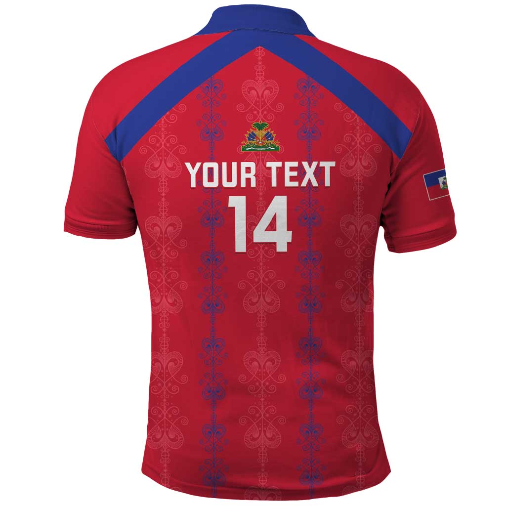 Custom Haiti Football Polo Shirt Les Grenadiers Veve Vodou Red - Wonder Print Shop