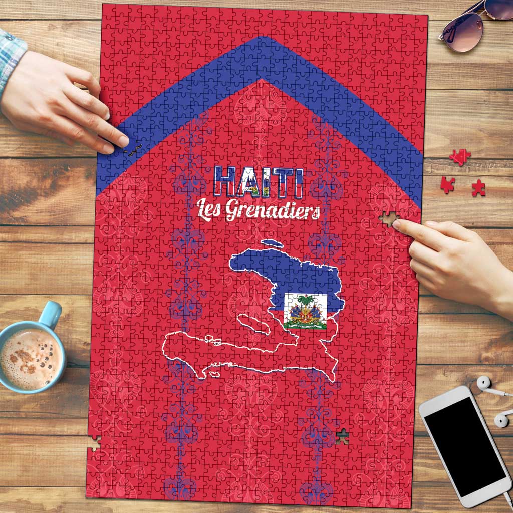 Haiti Football Puzzle Les Grenadiers Veve Vodou Red - Wonder Print Shop