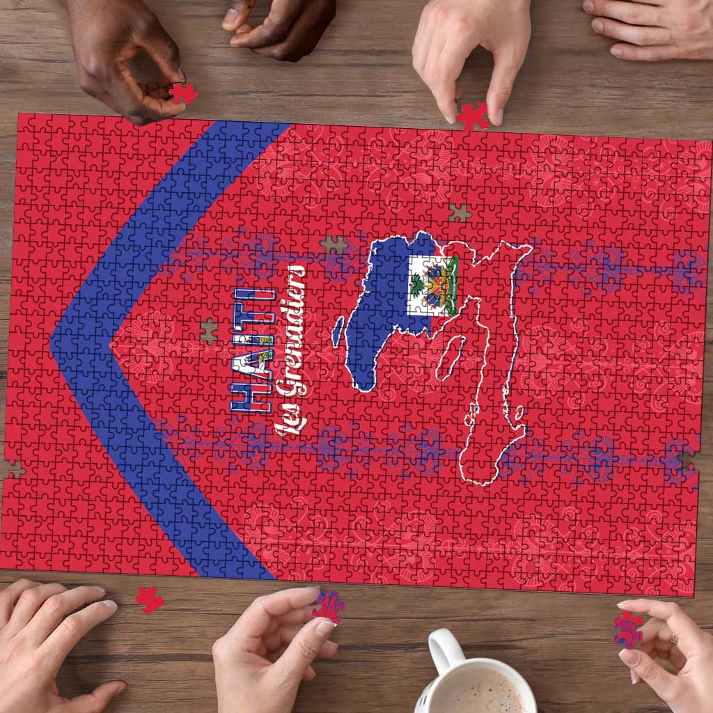 Haiti Football Puzzle Les Grenadiers Veve Vodou Red - Wonder Print Shop