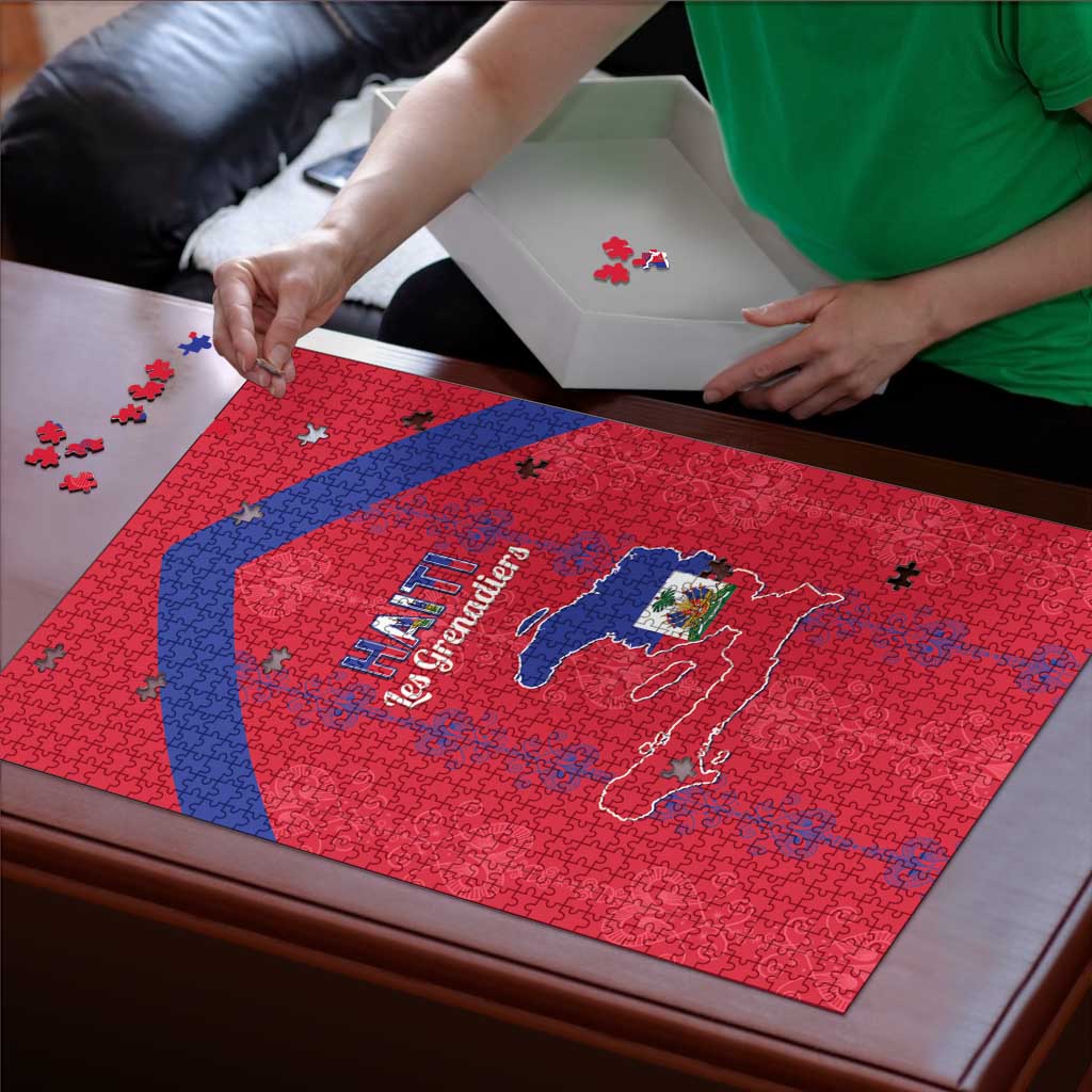 Haiti Football Puzzle Les Grenadiers Veve Vodou Red - Wonder Print Shop