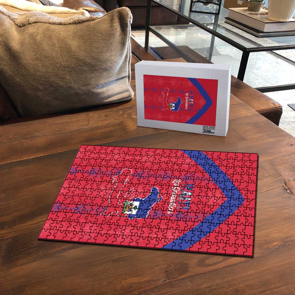 Haiti Football Puzzle Les Grenadiers Veve Vodou Red - Wonder Print Shop