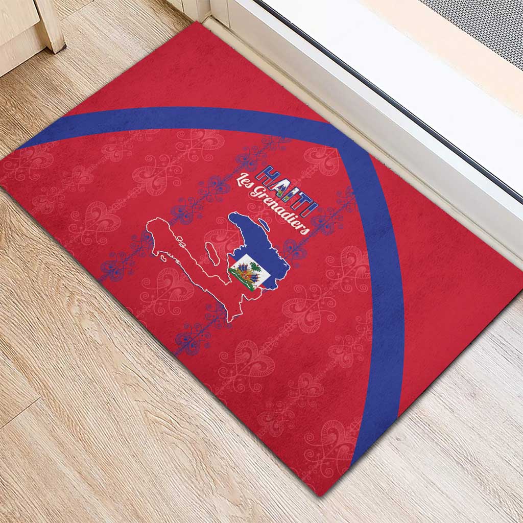 Haiti Football Rubber Doormat Les Grenadiers Veve Vodou Red - Wonder Print Shop