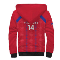 Custom Haiti Football Sherpa Hoodie Les Grenadiers Veve Vodou Red - Wonder Print Shop