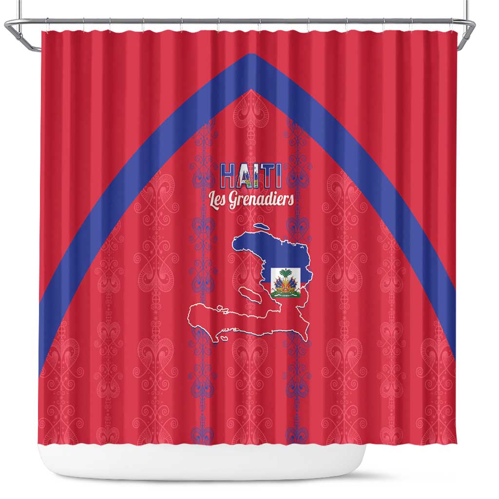 Haiti Football Shower Curtain Les Grenadiers Veve Vodou Red - Wonder Print Shop
