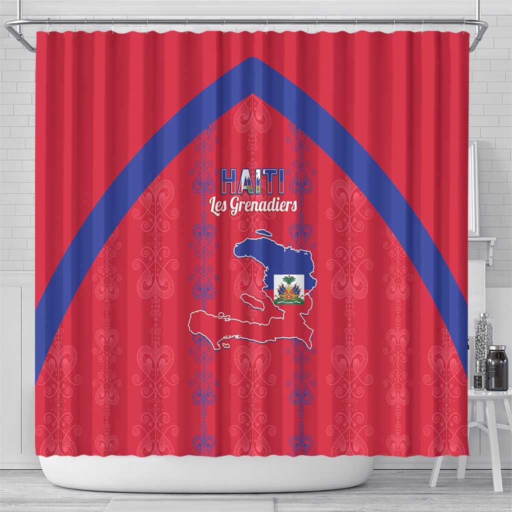 Haiti Football Shower Curtain Les Grenadiers Veve Vodou Red - Wonder Print Shop