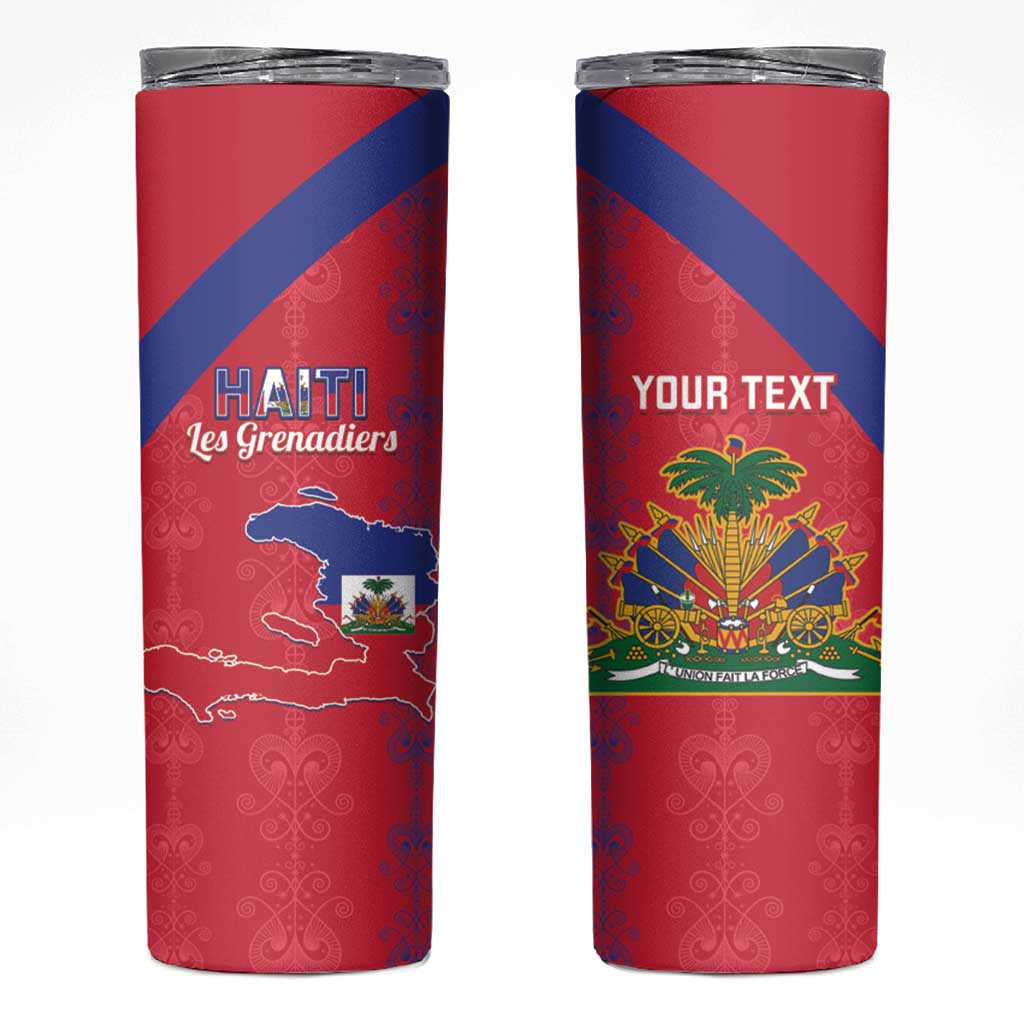 Custom Haiti Football Skinny Tumbler Les Grenadiers Veve Vodou Red - Wonder Print Shop