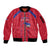 Custom Haiti Football Sleeve Zip Bomber Jacket Les Grenadiers Veve Vodou Red - Wonder Print Shop
