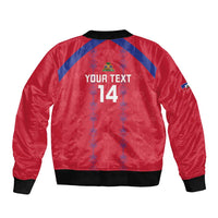 Custom Haiti Football Sleeve Zip Bomber Jacket Les Grenadiers Veve Vodou Red - Wonder Print Shop