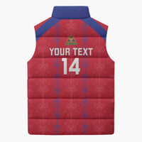 Custom Haiti Football Sleeveless Puffer Jacket Les Grenadiers Veve Vodou Red - Wonder Print Shop