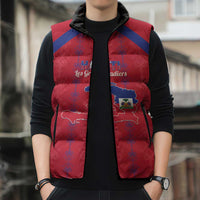 Custom Haiti Football Sleeveless Puffer Jacket Les Grenadiers Veve Vodou Red - Wonder Print Shop