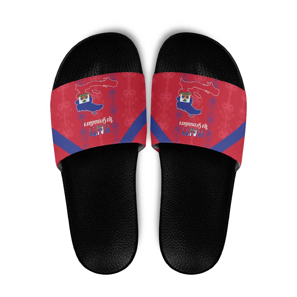 Haiti Football Slide Sandals Les Grenadiers Veve Vodou Red - Wonder Print Shop