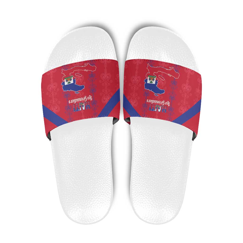 Haiti Football Slide Sandals Les Grenadiers Veve Vodou Red - Wonder Print Shop