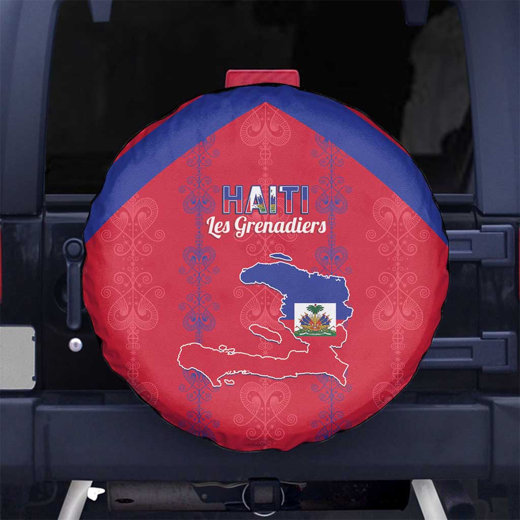 Haiti Football Spare Tire Cover Les Grenadiers Veve Vodou Red - Wonder Print Shop