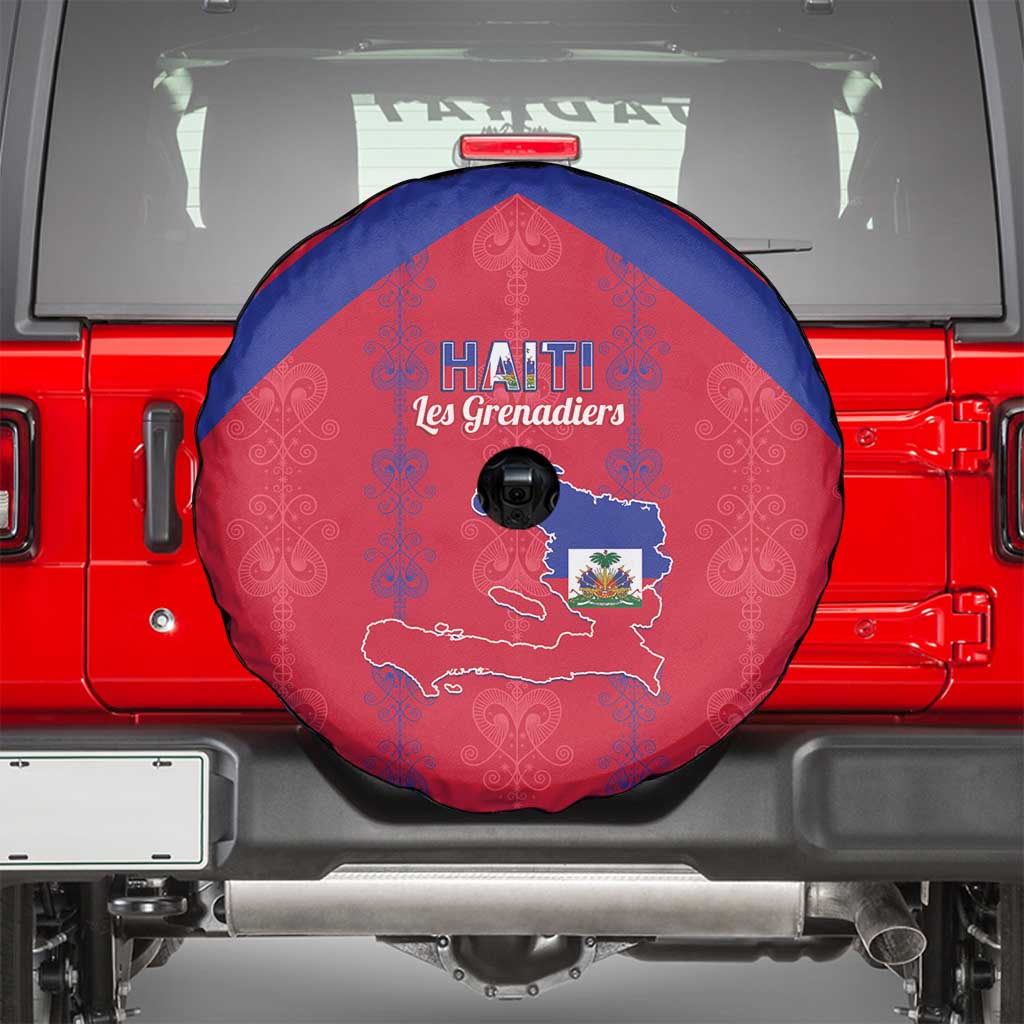 Haiti Football Spare Tire Cover Les Grenadiers Veve Vodou Red - Wonder Print Shop