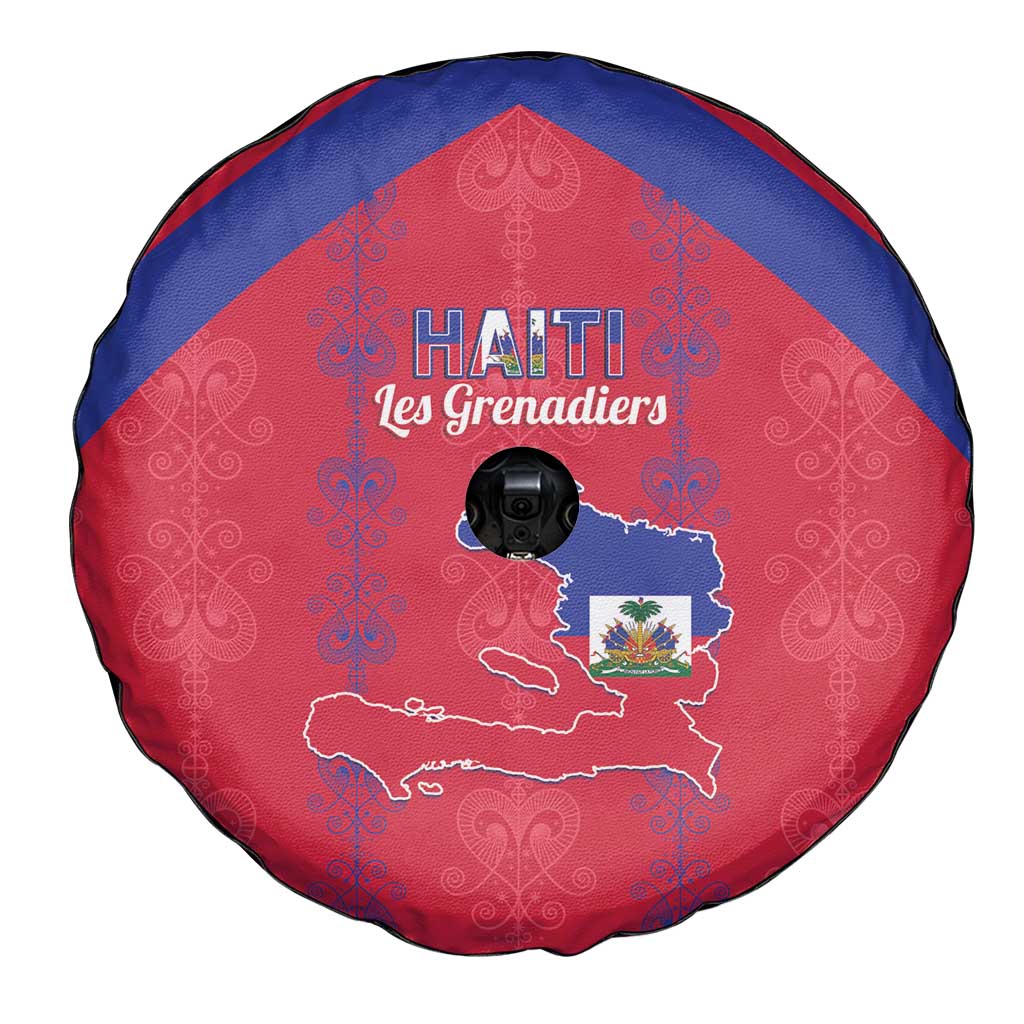 Haiti Football Spare Tire Cover Les Grenadiers Veve Vodou Red - Wonder Print Shop