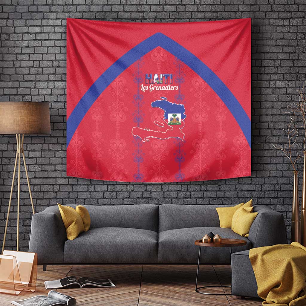 Haiti Football Tapestry Les Grenadiers Veve Vodou Red - Wonder Print Shop