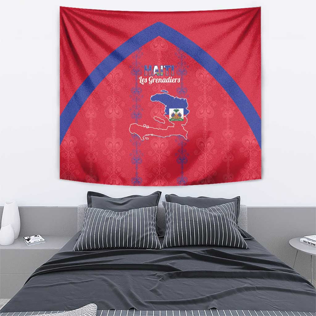 Haiti Football Tapestry Les Grenadiers Veve Vodou Red - Wonder Print Shop