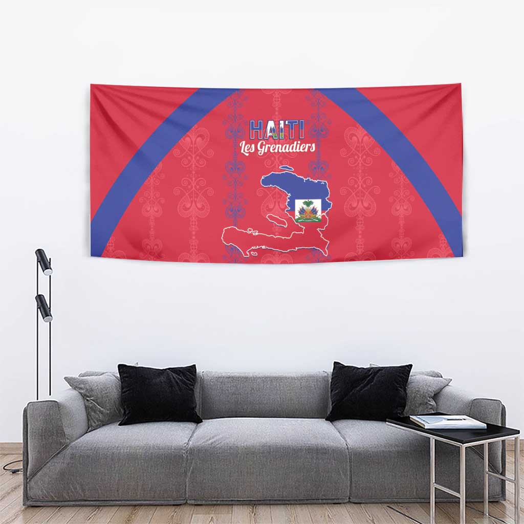 Haiti Football Tapestry Les Grenadiers Veve Vodou Red - Wonder Print Shop