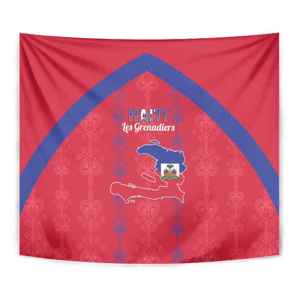 Haiti Football Tapestry Les Grenadiers Veve Vodou Red - Wonder Print Shop