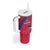 Custom Haiti Football Tumbler With Handle Les Grenadiers Veve Vodou Red - Wonder Print Shop