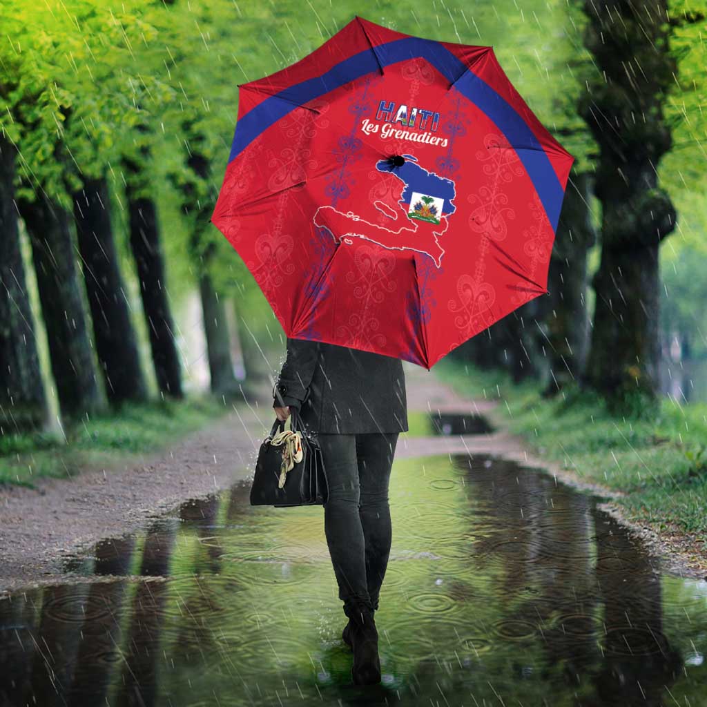 Haiti Football Umbrella Les Grenadiers Veve Vodou Red - Wonder Print Shop