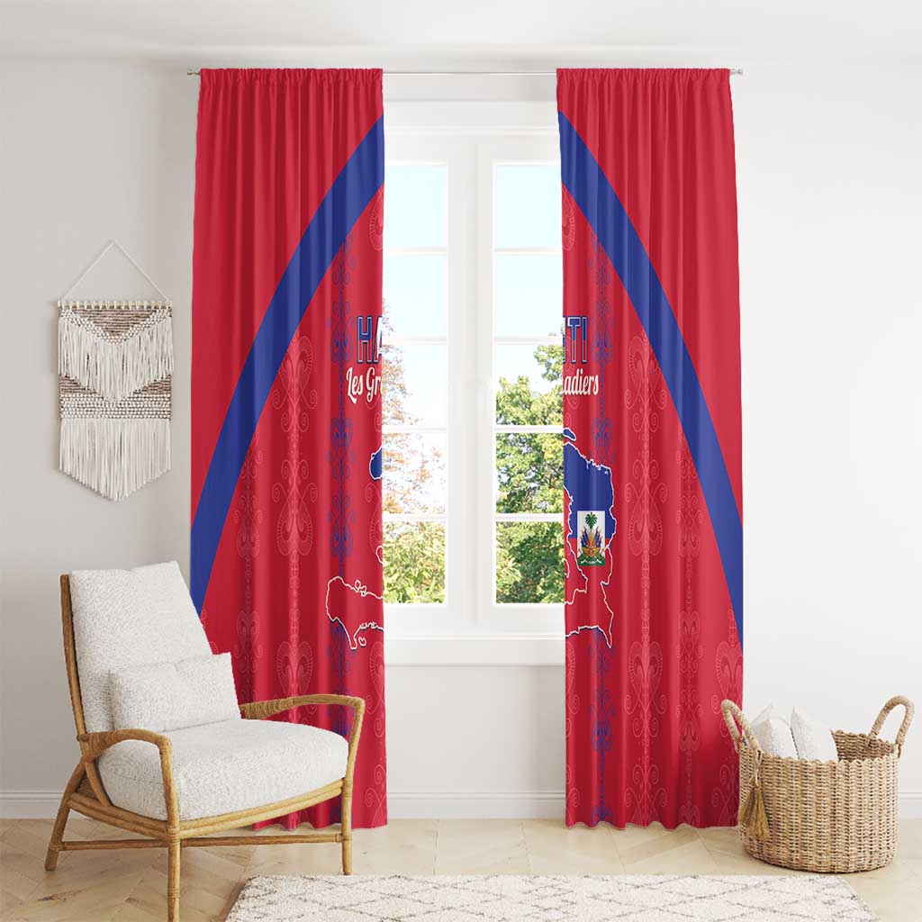 Haiti Football Window Curtain Les Grenadiers Veve Vodou Red - Wonder Print Shop