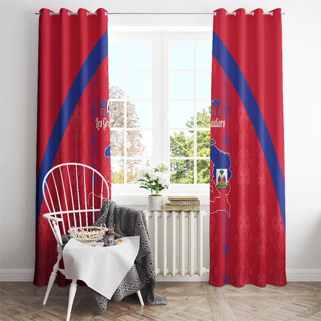 Haiti Football Window Curtain Les Grenadiers Veve Vodou Red - Wonder Print Shop