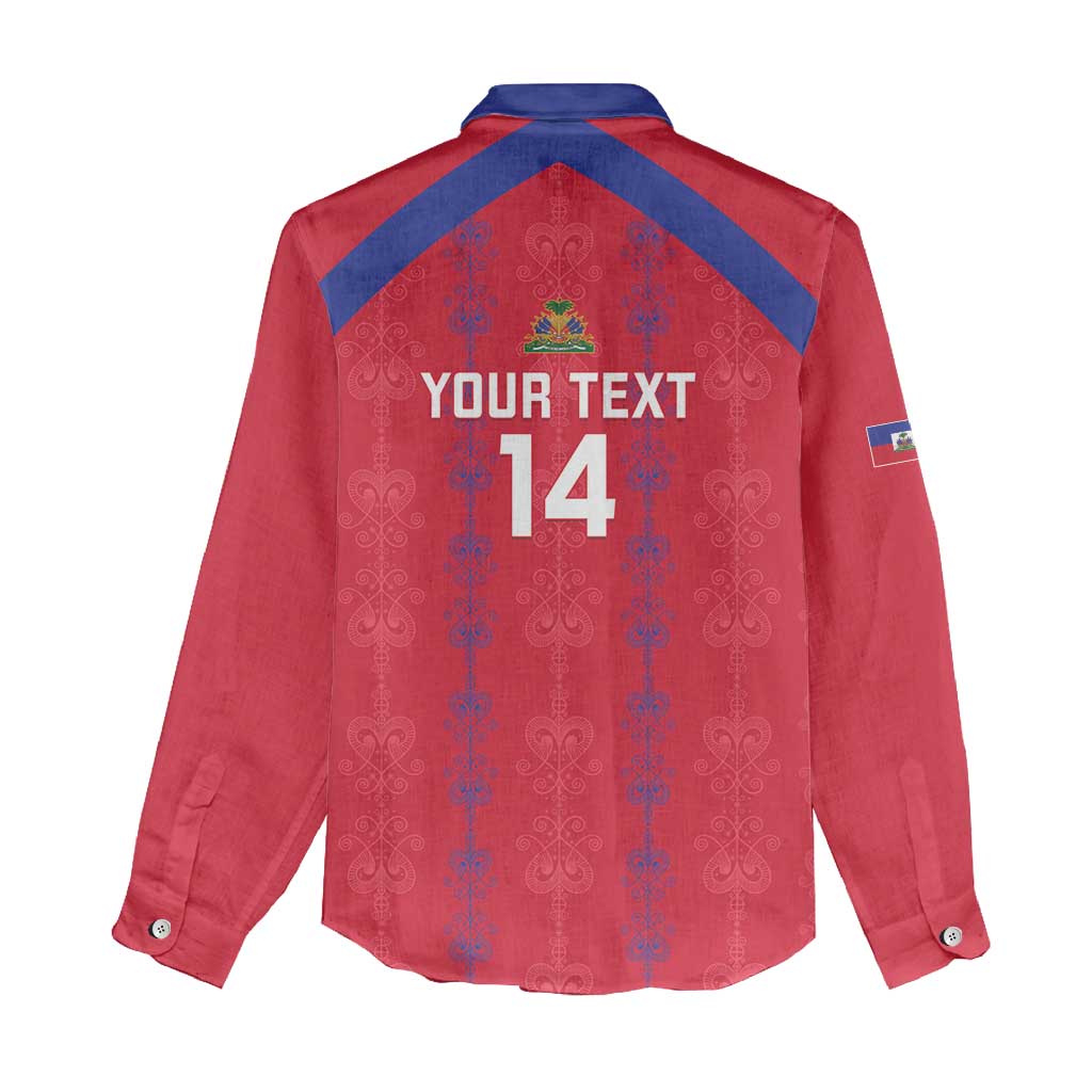 Custom Haiti Football Women Casual Shirt Les Grenadiers Veve Vodou Red - Wonder Print Shop