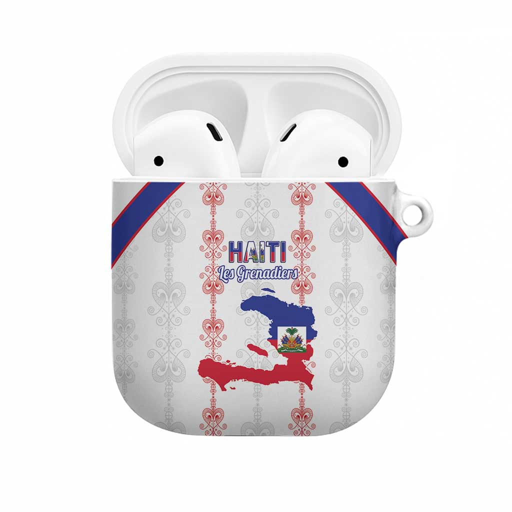 Haiti Football AirPods Case Les Grenadiers Veve Vodou White - Wonder Print Shop