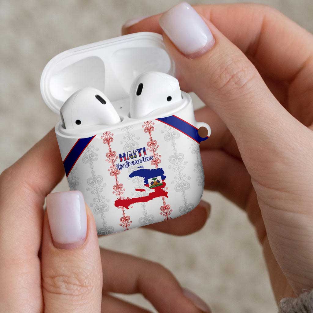 Haiti Football AirPods Case Les Grenadiers Veve Vodou White - Wonder Print Shop