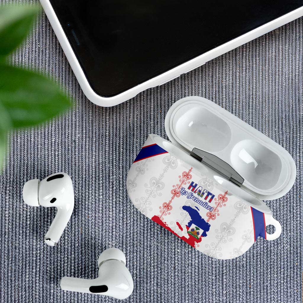 Haiti Football AirPods Case Les Grenadiers Veve Vodou White - Wonder Print Shop
