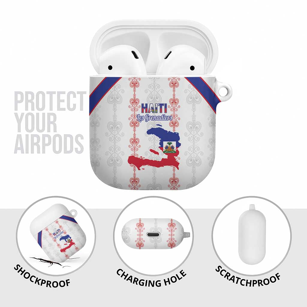 Haiti Football AirPods Case Les Grenadiers Veve Vodou White - Wonder Print Shop