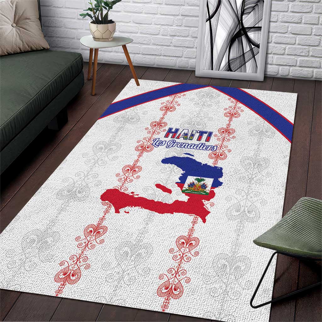 Haiti Football Area Rug Les Grenadiers Veve Vodou White - Wonder Print Shop