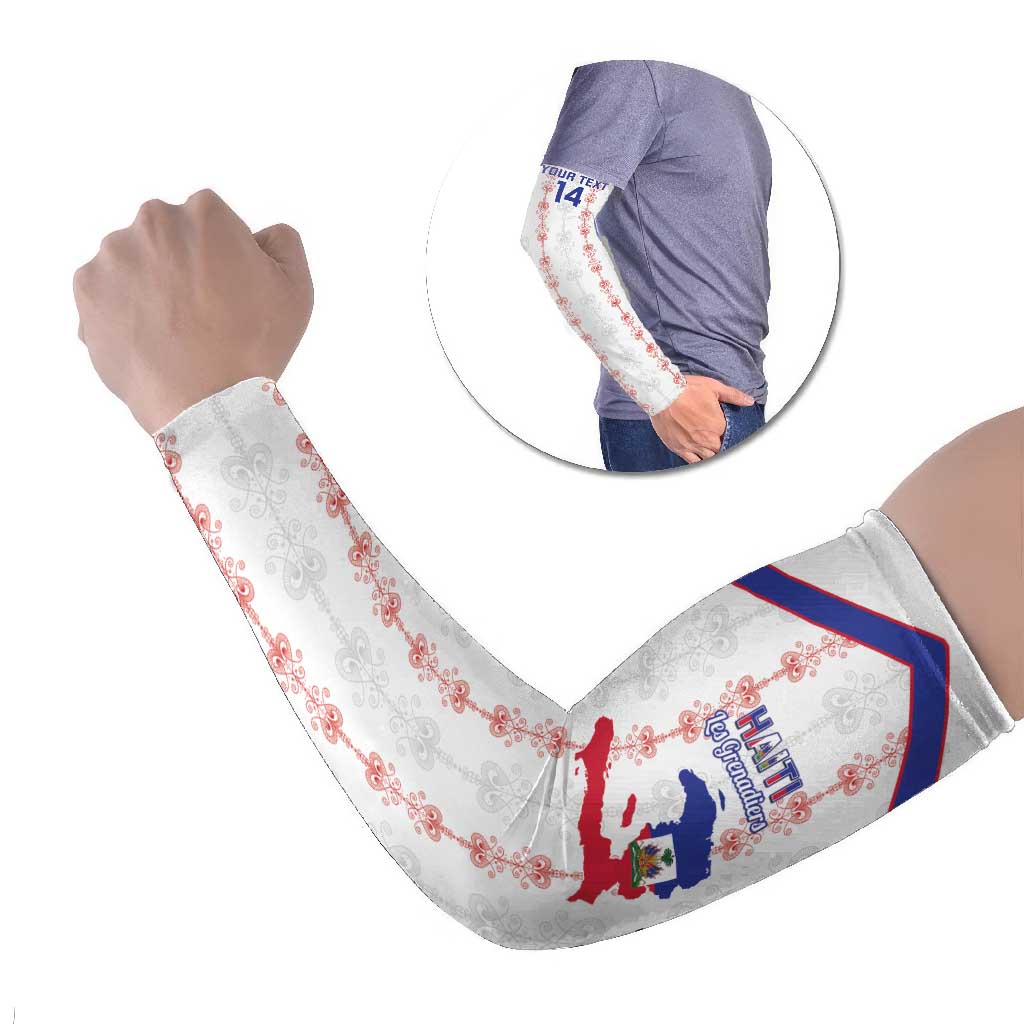 Custom Haiti Football Arm Sleeves Les Grenadiers Veve Vodou White - Wonder Print Shop