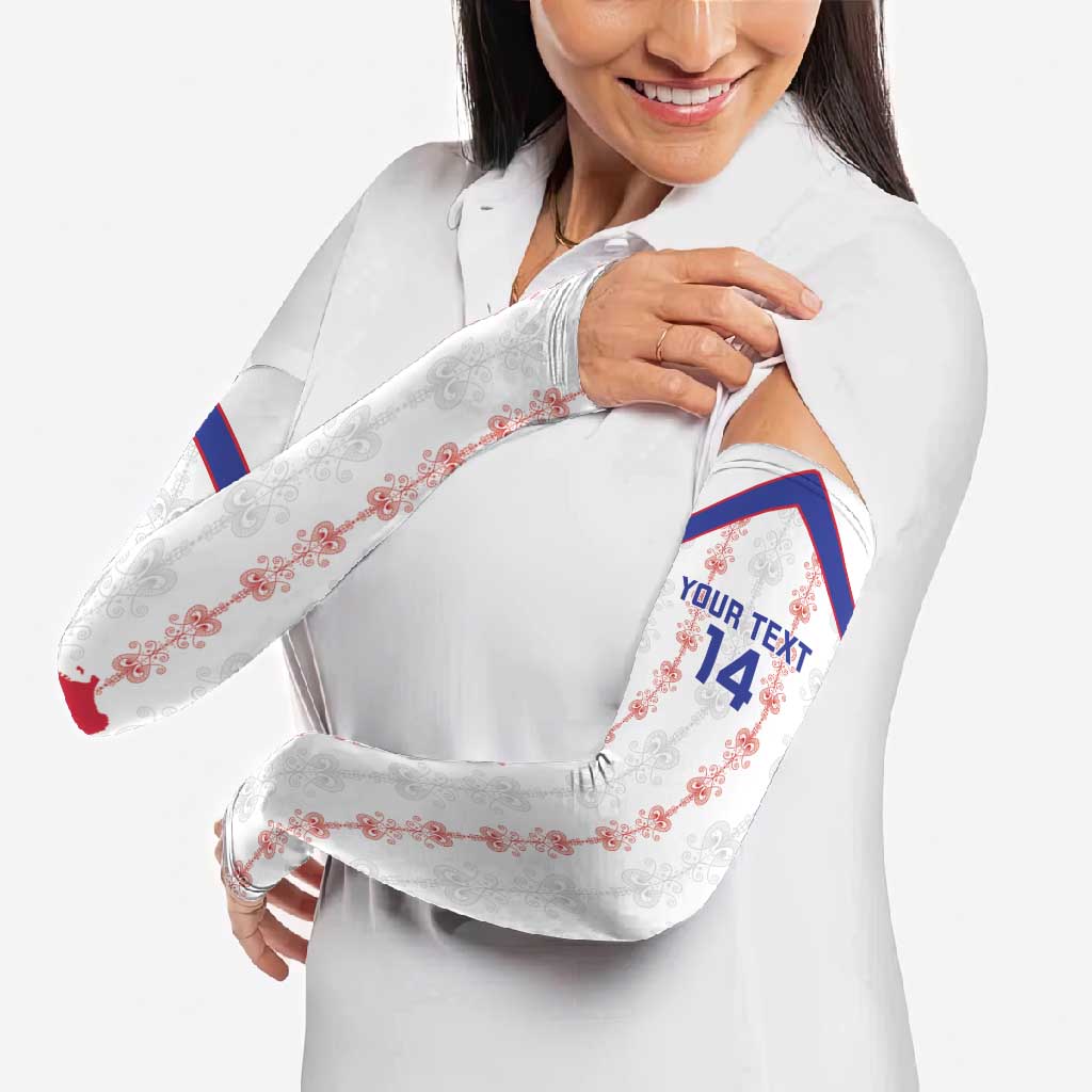 Custom Haiti Football Arm Sleeves Les Grenadiers Veve Vodou White - Wonder Print Shop