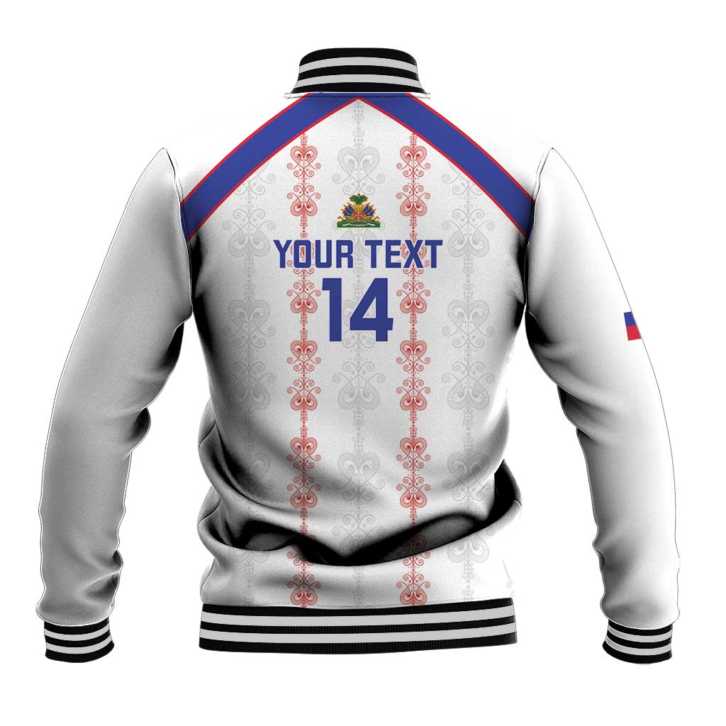 Custom Haiti Football Baseball Jacket Les Grenadiers Veve Vodou White - Wonder Print Shop