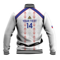 Custom Haiti Football Baseball Jacket Les Grenadiers Veve Vodou White - Wonder Print Shop