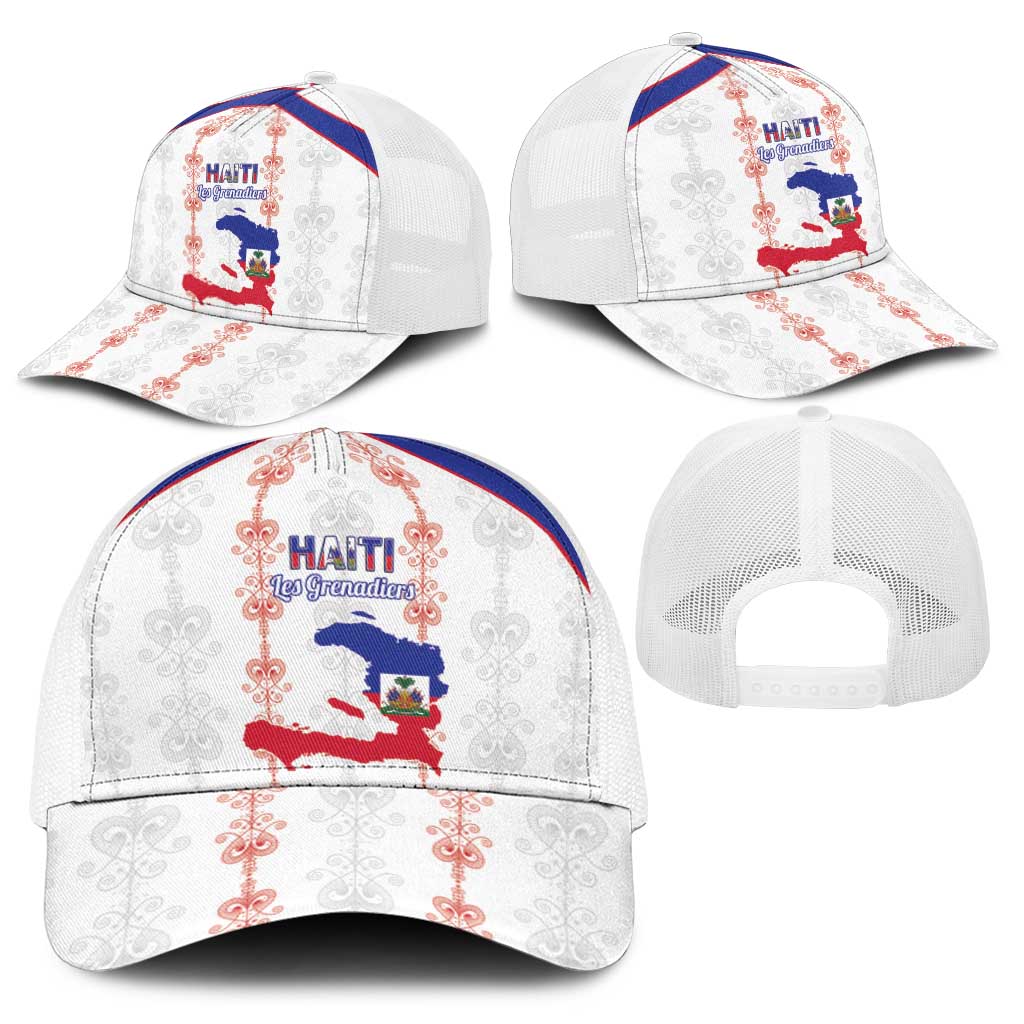 Haiti Football Baseball Net Cap Les Grenadiers Veve Vodou White - Wonder Print Shop