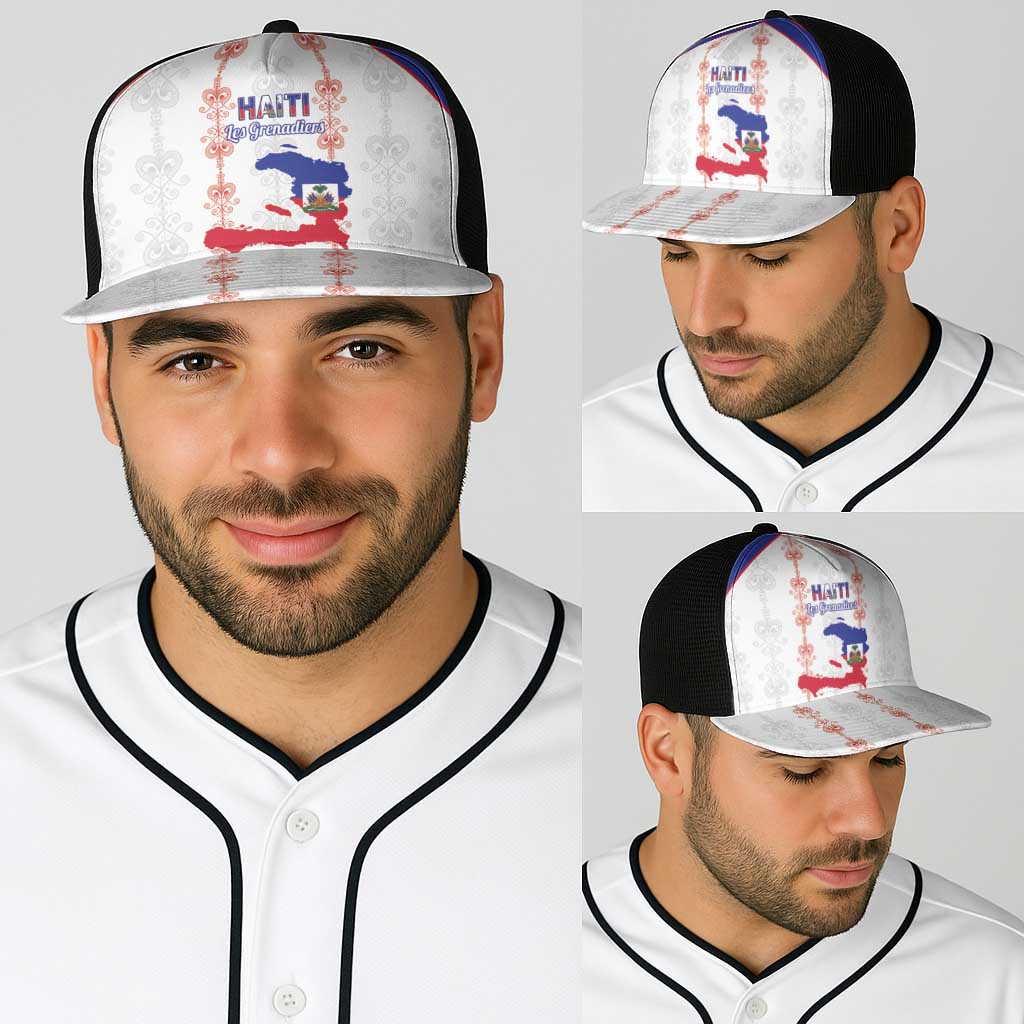Haiti Football Baseball Net Cap Les Grenadiers Veve Vodou White - Wonder Print Shop