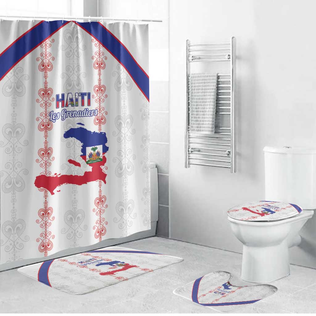 Haiti Football Bathroom Set Les Grenadiers Veve Vodou White - Wonder Print Shop