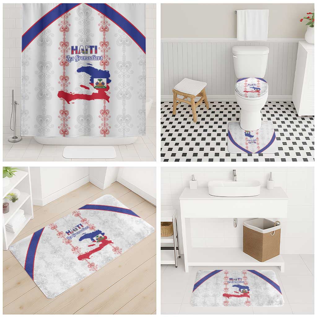 Haiti Football Bathroom Set Les Grenadiers Veve Vodou White - Wonder Print Shop