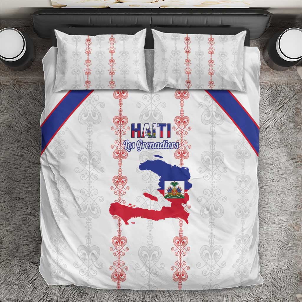 Haiti Football Bedding Set Les Grenadiers Veve Vodou White - Wonder Print Shop