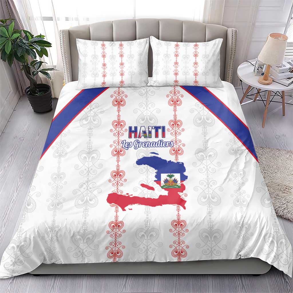 Haiti Football Bedding Set Les Grenadiers Veve Vodou White - Wonder Print Shop