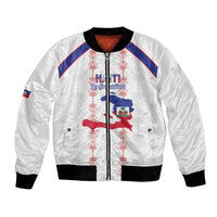 Custom Haiti Football Bomber Jacket Les Grenadiers Veve Vodou White - Wonder Print Shop