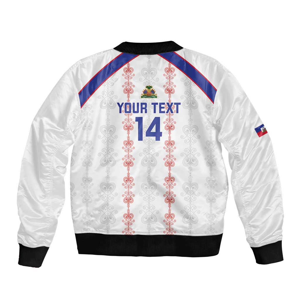 Custom Haiti Football Bomber Jacket Les Grenadiers Veve Vodou White - Wonder Print Shop
